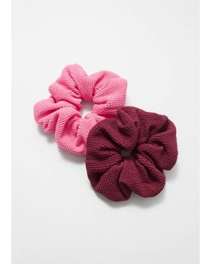 & Other Stories Duo Textured Scrunchie Set - Pink