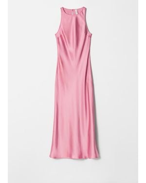 & Other Stories Sleeveless Satin Midi Dress - Pink
