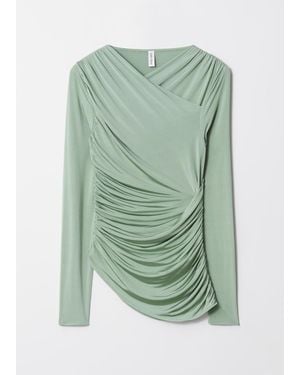 & Other Stories Ruched Wrap Top - Green