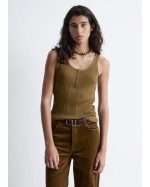 & Other Stories Scoop-Neck Rib-Knit Tank Top - Brown