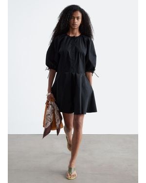 & Other Stories Volume-Sleeve Mini Dress - Black
