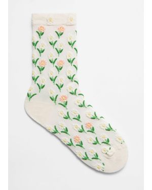 & Other Stories Flower Embroidered Socks - Green