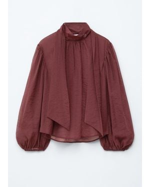 & Other Stories Puff-Sleeve Bow-Detail Blouse - Purple
