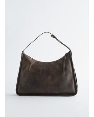 & Other Stories Leather Tote Bag - Grey