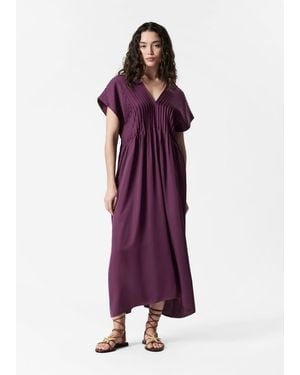 & Other Stories Pleated Dolman Midi Dress - Purple