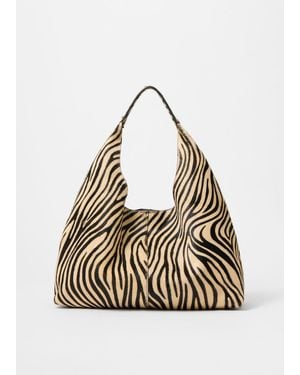 & Other Stories Zebra-Print Leather Tote - Metallic