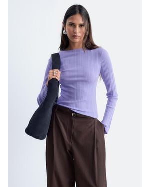 & Other Stories Rib-Knit Wool Boatneck Top - Purple
