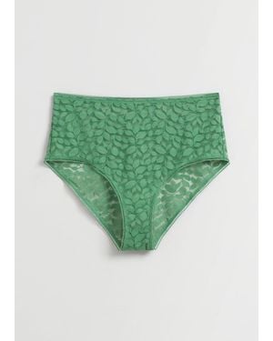 & Other Stories Leaf Lace High Waist Briefs - Green