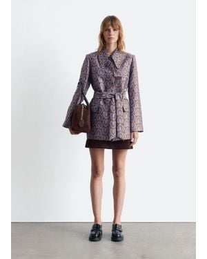 & Other Stories Tie-Belt Jacquard Blazer - White