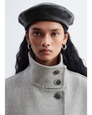 & Other Stories Leather Beret - Black