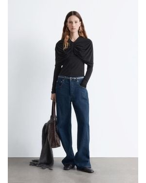 & Other Stories Draped Cape-Detail Top - Blue