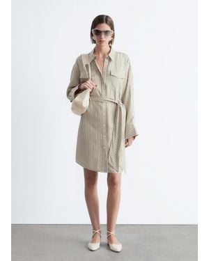 & Other Stories Tie-Belt Mini Shirt Dress - White