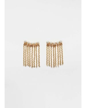 & Other Stories Beaded Chain-Pendant Earrings - White