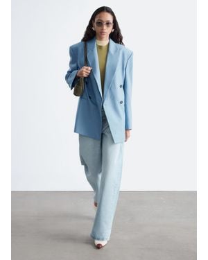 & Other Stories Double-Breasted Wool Blazer - Blue