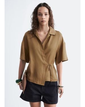 & Other Stories Wrap Short-Sleeve Shirt - Natural