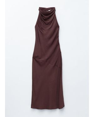 & Other Stories Cowl-Neck Satin Midi Dress - Red
