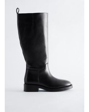 & Other Stories Leather Riding Boots - Black