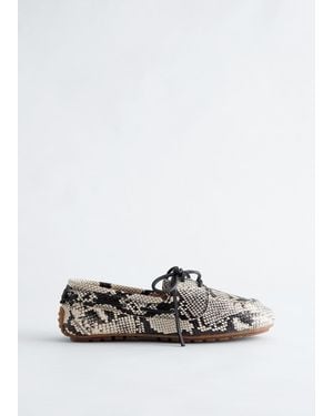 & Other Stories Leather Boat Shoes - Blue