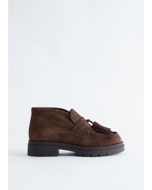 & Other Stories Tasselled Suede Ankle Loafers - Black