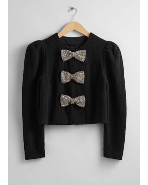 & Other Stories Sparkling-bow Tweed Jacket - Black