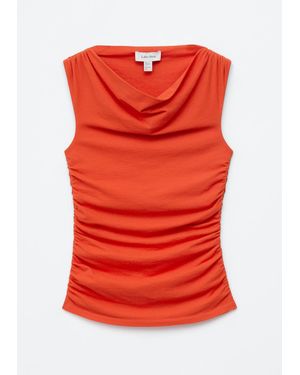 & Other Stories Draped Cowl-Neck Top - Red