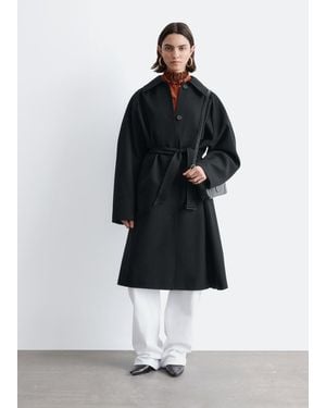 & Other Stories Tie-Belt Wool Trench Coat - White