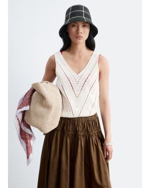 & Other Stories Crocheted V-Neck Top - Natural