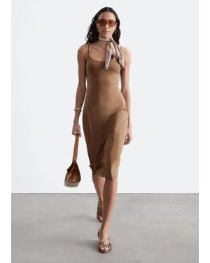 & Other Stories Stretch Midi Slip Dress - Brown