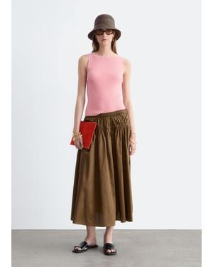 & Other Stories Cotton Drawstring Midi Skirt - Pink
