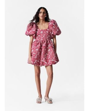 & Other Stories Balloon-Sleeve Mini Dress - Red