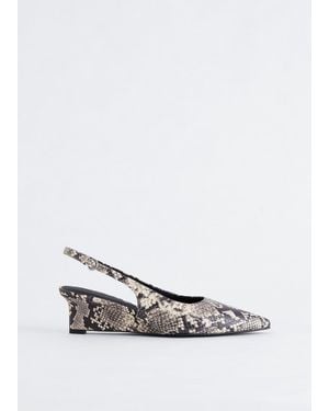 & Other Stories Leather Wedge Slingback Court Shoes - White