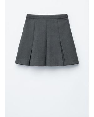 & Other Stories Pleated Wool Mini Skirt - Gray