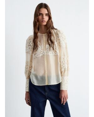 & Other Stories Lace-Embroidery Blouse - Natural