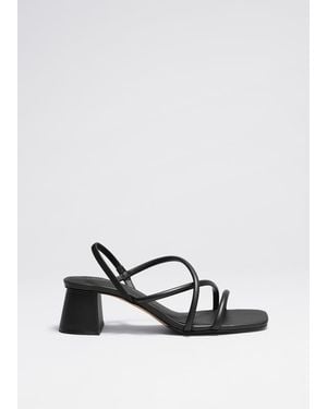 & Other Stories Strappy Block Heel Sandals - Grey