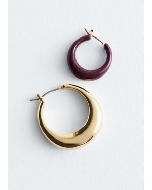 & Other Stories Hoop Earrings Set - Red