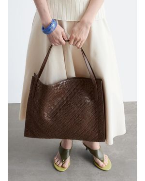 & Other Stories Open Braided Leather Tote - Brown