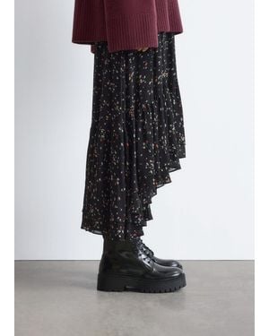 & Other Stories Lace-Up Leather Boots - Black