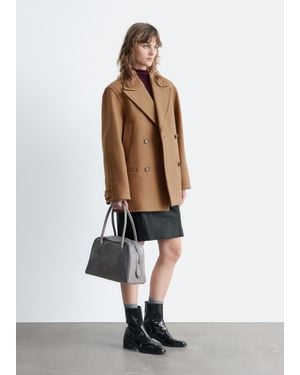 & Other Stories Tailored Wool Pea Coat - White