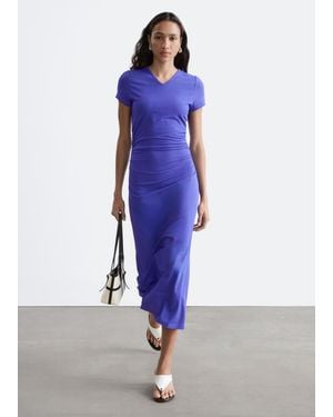 & Other Stories Piqué Jersey Midi Dress - Blue