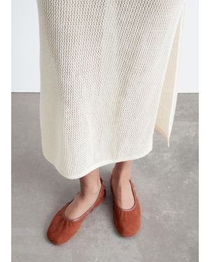 & Other Stories Suede Ballet Flats - White