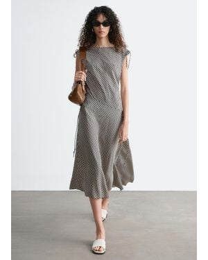& Other Stories Asymmetric Draped Midi Dress - Grey