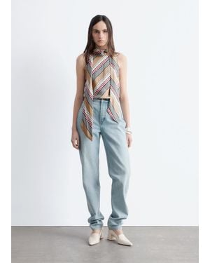 & Other Stories Scarf-Neck Silk Top - White