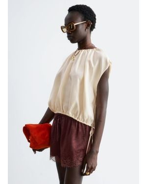 & Other Stories Drawstring Silk Top - White