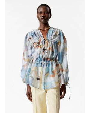 & Other Stories Blouse Froncée À Cordon De Serrage - Bleu