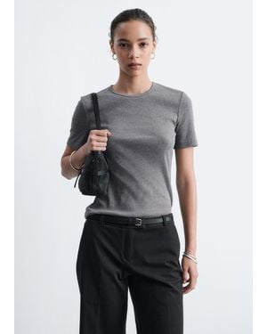 & Other Stories Ribbed T-Shirt - Grey