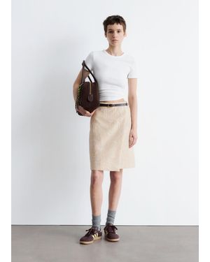 & Other Stories A-Line Jacquard Midi Skirt - White