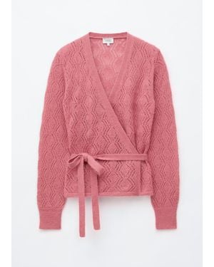& Other Stories Mohair-Blend Pointelle Cardigan - Pink