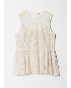 & Other Stories Lace Peplum Top - White