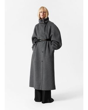 & Other Stories Funnel-collar Wool Coat - Gray