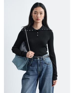 & Other Stories Scalloped Collar Top - Blue